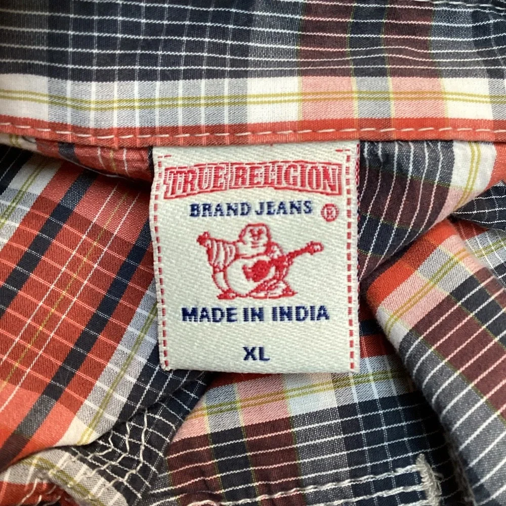 True Religion Western Snap Front Plaid Cotton Shirt